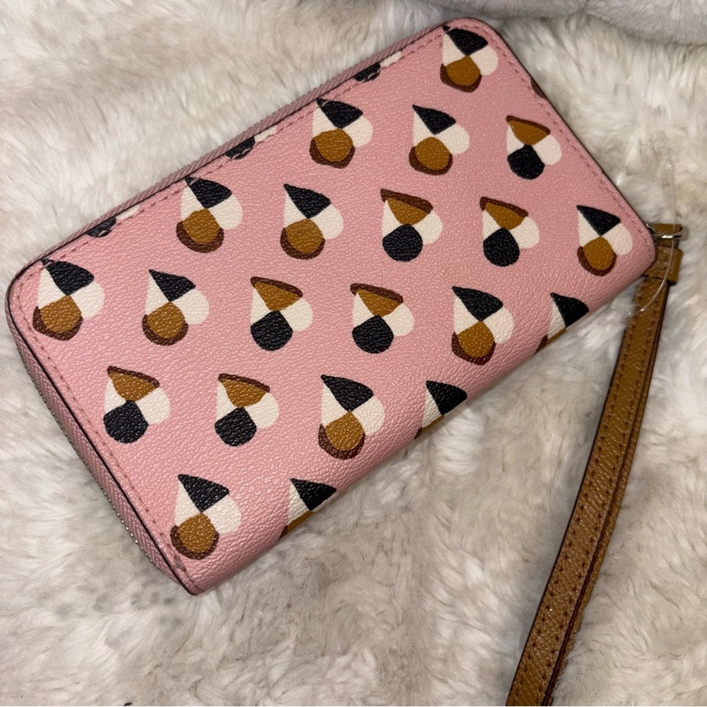 Coach Pink checker Heart Print Wristlet phone case - Picture 3 of 6